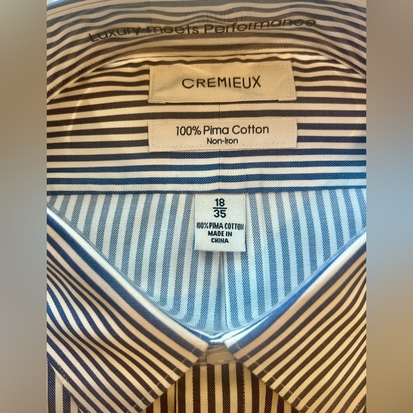 Daniel Cremieux Men’s dress shirt. Blue and white striped 18/35 - Picture 2 of 4